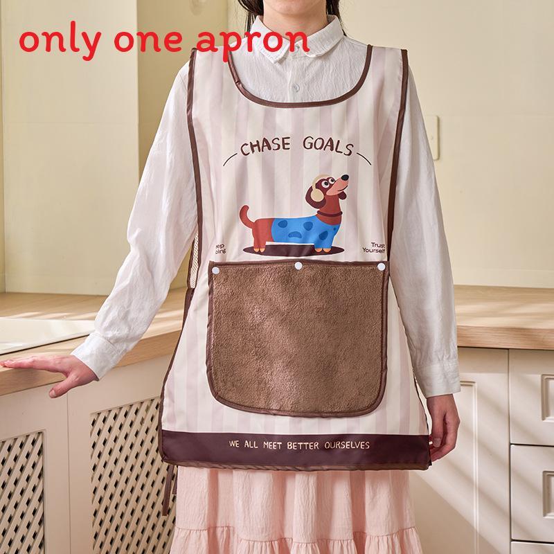 Cartoon Cat And Dog Print Waterproof Sleeveless Apron For Kitchen Cooking And Home Use