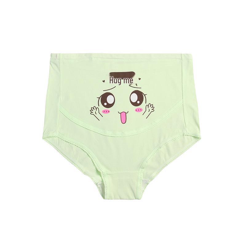Plus Size Maternity High Waist Cartoon Underwear - Breathable & Adjustable Abdomen Support