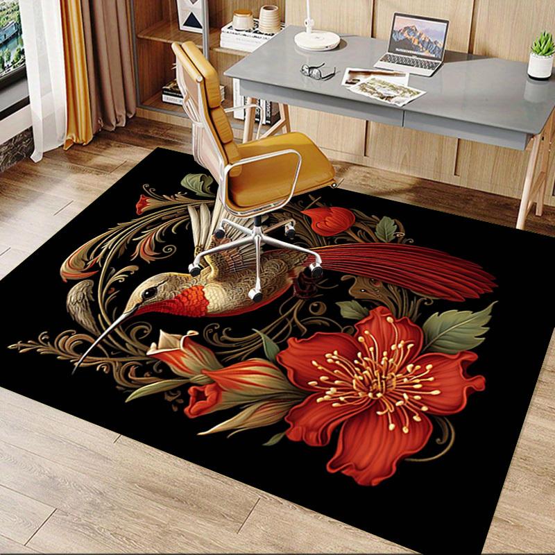 1PC Hummingbird Flowers Extra Large Non Slip Floor carpet, Office, family, bedroom Large Area Rug Indoor Rugs, Vibrant Colors