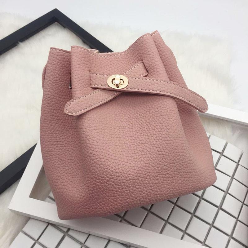 Borsa Secchiello Semplice Guangzhou, Borsa Piccola con Chiusura a Fibbia Larga, Monocolore Casual a Spalla