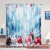 2pcs,Curtains Christmas Ornaments Snowflakes Pinecones Pattern Modern Curtains Durable 100% Polyester Fabric Curtains