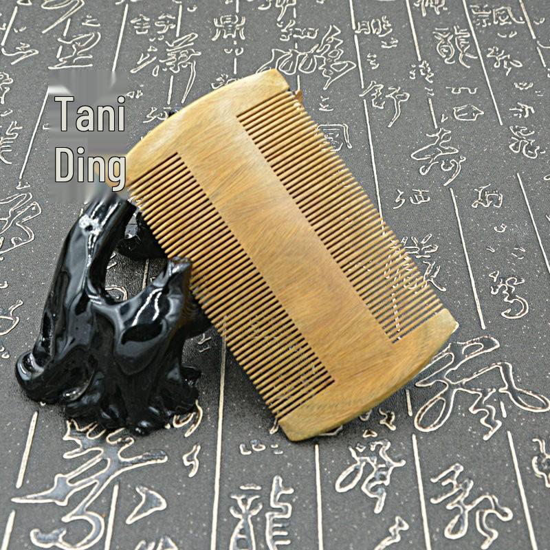 Green Sandalwood Fine-Toothed Lice Comb with Free Engraving - Anti-Dandruff Hair Care Tool