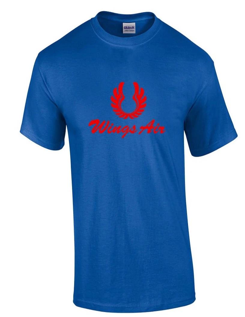 Wings Air Red Retro Logo Indonesian Airline Royal Blue Cotton T-Shirt M