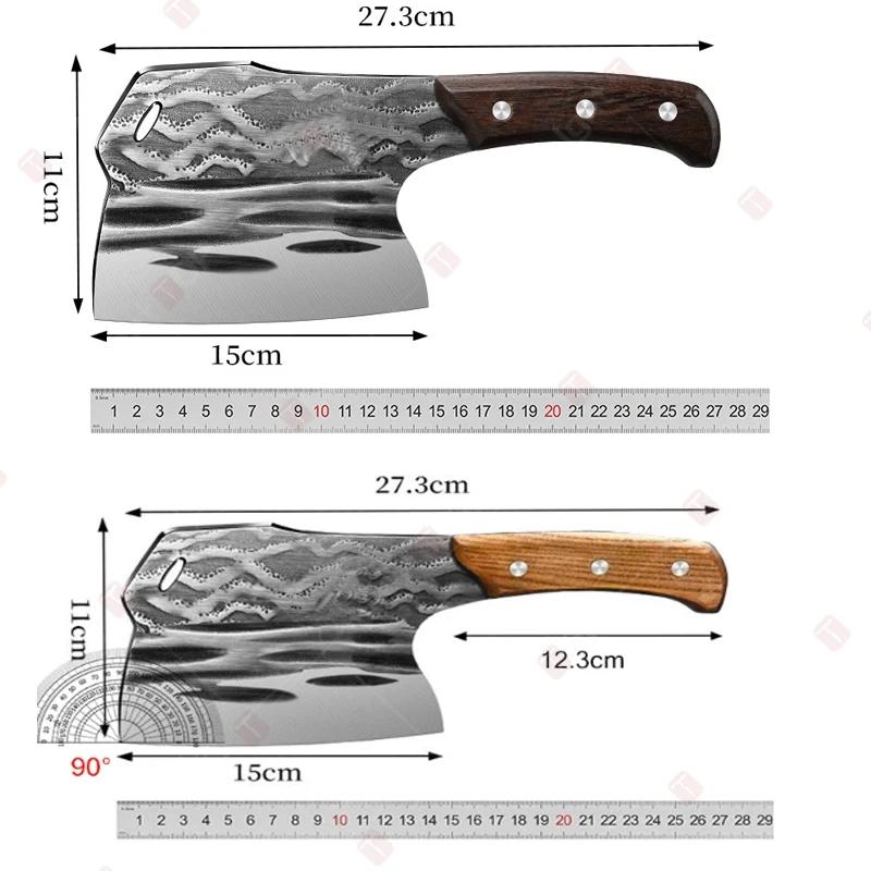 Kitchen Butcher Knife Chopping Bone Knife Household Vegetable Slicing Cleaver High Carbon Steel Cooking Chef Knife Wooden Handle