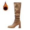 Fashion Women Long Boots Sexy High Heels Suede Lace Up Over The Knee Boots Autumn Winter Warm Shoes Female Slim Thigh High Boots Party