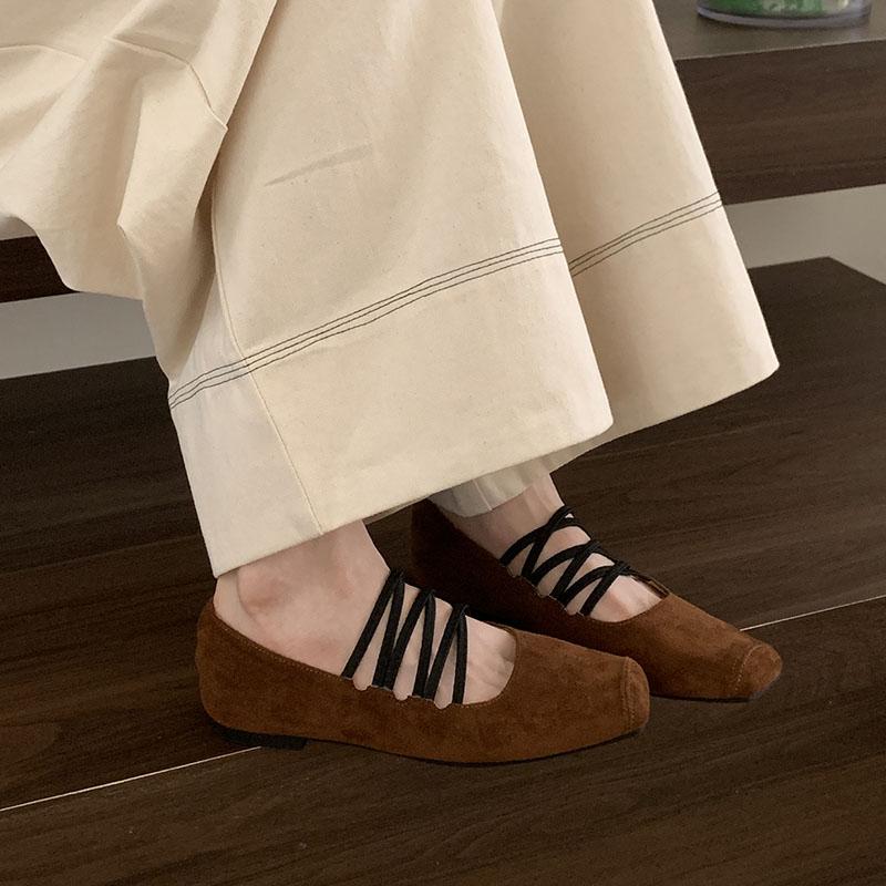 Fashion New Fashion Elastic Band Women Flats Slip On Shoes Soft Female Shallow Footwear Square Toe Ladies Mary Janes Flats Shoes