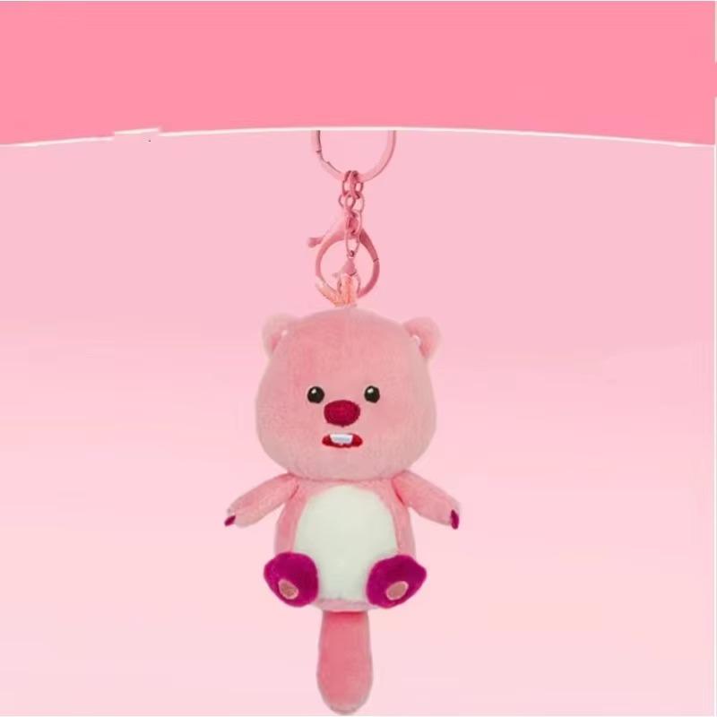 Llavero de muñeca linda de dibujos animados loopy colgante para mochila kawaii linda niña castor corazón regalo para mejores amigos regalo de vacaciones
