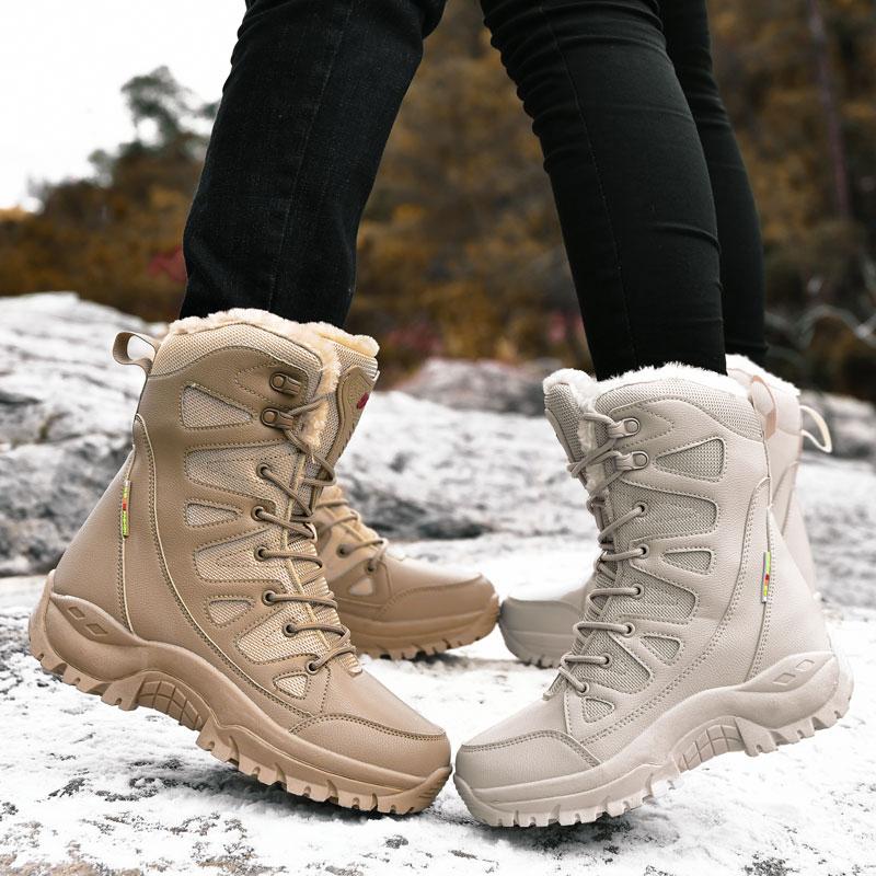 Plush Tactical Combat Boots Winter Snow Boots Hiking Sneakers Warm Work Tactical Shoes High-top Outdoor Tactical Boots
