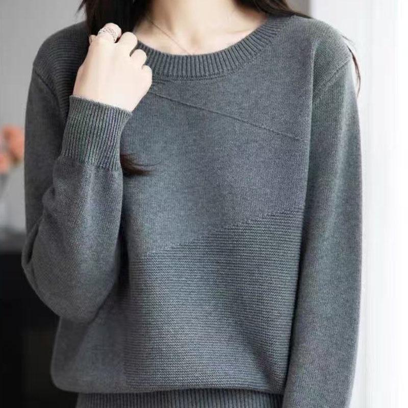 2025 Autumn/Winter Women's Versatile Round Neck Wool Pullover Sweater - Loose, Slimming Knitwear Base Layer Top