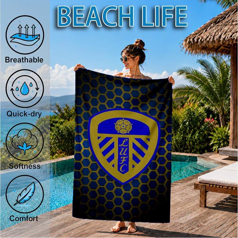 Asciugamano da Spiaggia in Microfibra con Stampa dello Stemma di Leeds, Morbido e Assorbente, Asciugatura Rapida, Ideale per Viaggi Estivi, Essenziale per la Spiaggia, Piscina