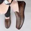 Fashion Men's Casual Leather Hole Shoes Men Genuine Leather Slippers Breathable Male Casual Shoes Comfy Loafers Stylish Muller Moccasins