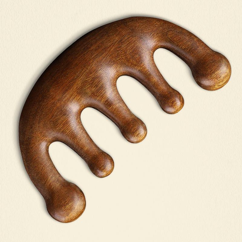 Golden Sandalwood Massage Comb - Multifunctional Head Therapy & Blood Circulation Activation Gua Sha Tool.