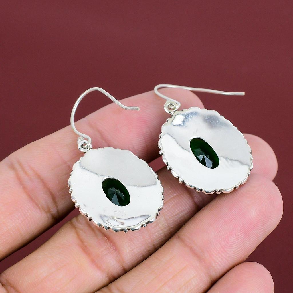 Faceted Chrome Diopside Earring 925 Sterling Silver Earring Natural Gemstone Earring Handmade Decent Jewelry Vintage Earrings Gifts For Wife