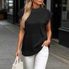 Damen Casual Ärmelloses Sweatshirt mit Rundhalsausschnitt und Tasche Farbe Top