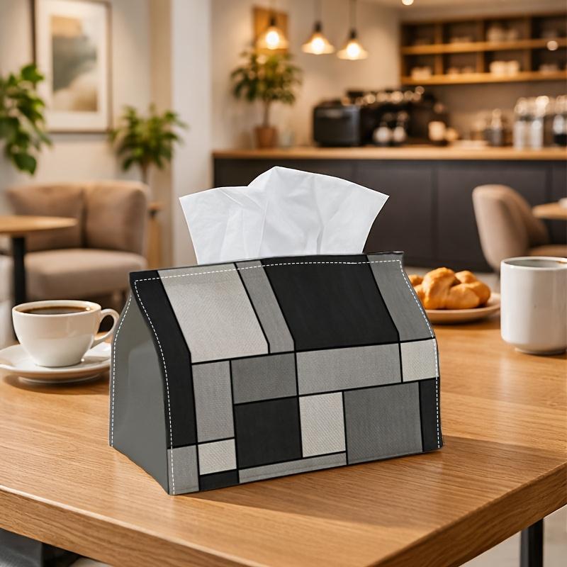 1pc Modern Geometric Fabric Tissue Box Holder with Rectangular Block Pattern - Gray Suitable for Bedroom, Living Room, Car, & Party Decor, Multi-Funct
