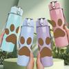 1PC Simple Animal Paw Print 750ml Color Plastic Sports Water Bottle Leakproof Flip Straw Lid Suitable for Sports Office Home Use
