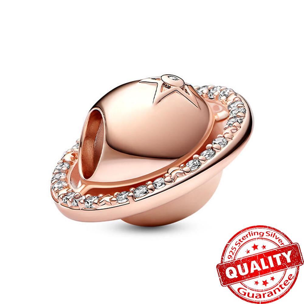 Funkelnde Roségold Kupfer Pave Runde Perlen & Libellen-Anhänger Passend für Original Armband Anhänger für Mädchen Schmuck Geschenk