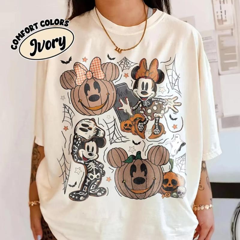 

Bow Mickey Friends Halloween Shirt Retro Halloween Tee KidAdult Fashionable Cotton Loose Breathable Sportswear S