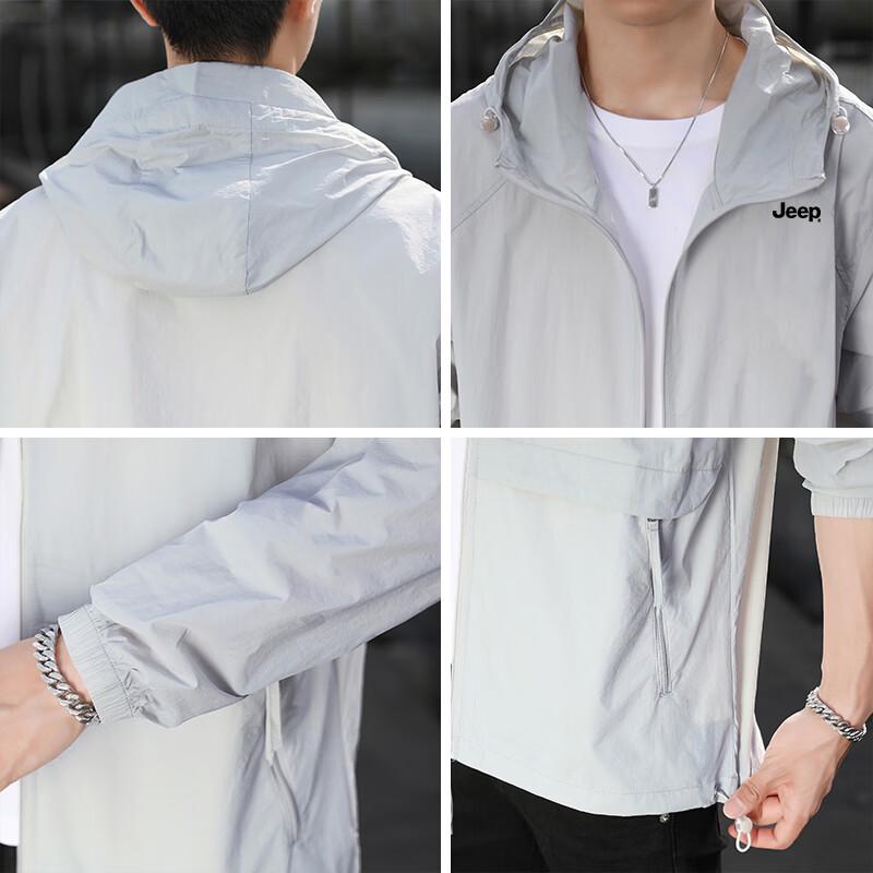 JEEP Men's Ice Silk UV Protection Hooded Sun Shirt