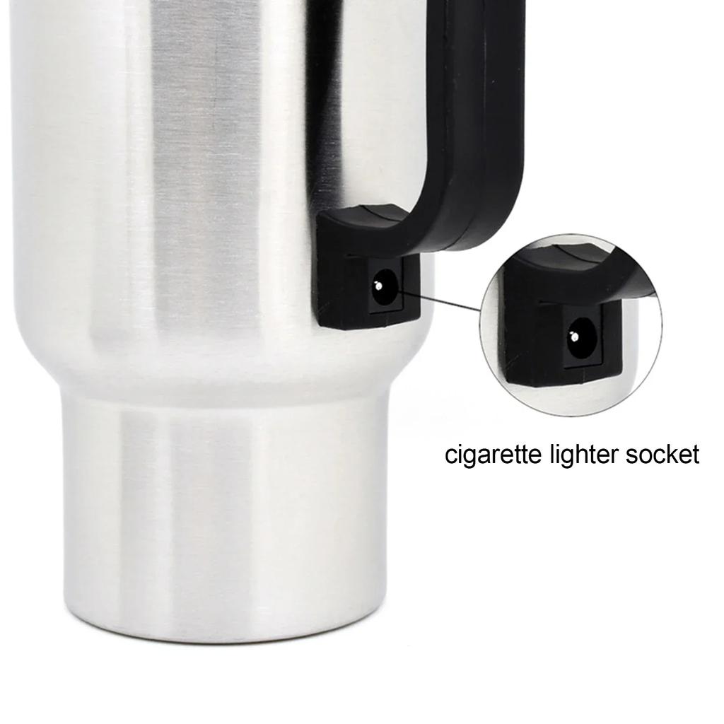 12V 450ml Electric Heating Car Kettle Water Coffee Milk Thermal Mug Camping Travel Kettle Stainless Steel Vehicle Heating Cup
