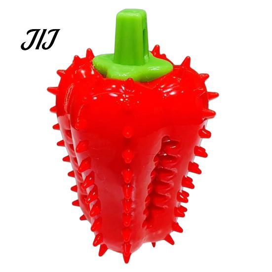 Indestructible TPR Dog Toys Spiky Chili Chew Toy, Treat Dispenser Durable Interactive Rubber Toy for Teeth Cleaning, Mental Stimulation Slow Feeder