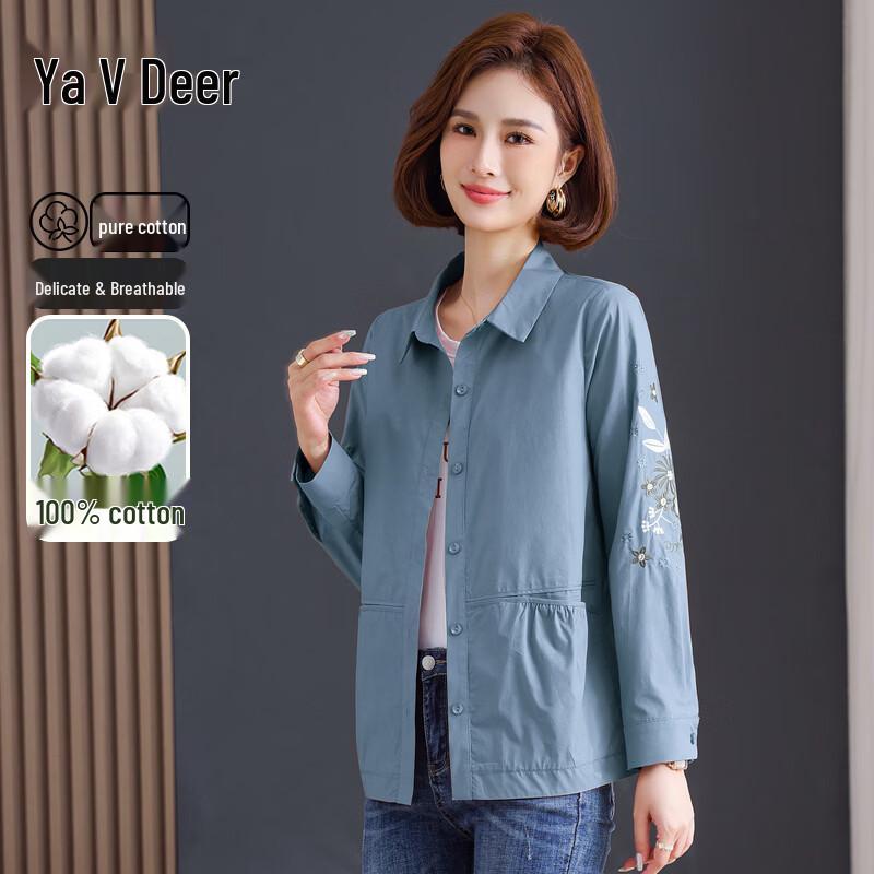 Yalu Cotton Embroidered Long-Sleeve Casual Shirt for Women