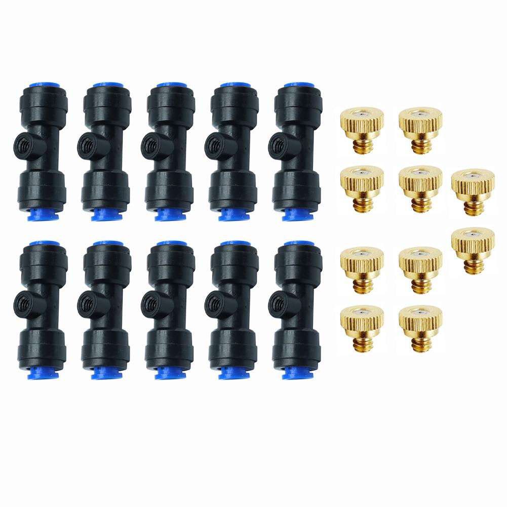 10 Stück Messing Wassersprühzerstäuber für Gartenkühlung Bewässerung 2-Punkt Schnellsteckdüse Niederdruck Zerstäuberspray