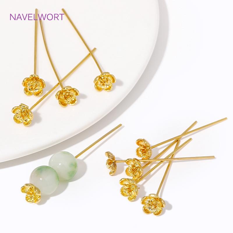 18K Gold Plated Flower Shape Pins High Quality Brass Metal Pins,For Jewelry Making Pins,Handmade DIY Beading Accessories