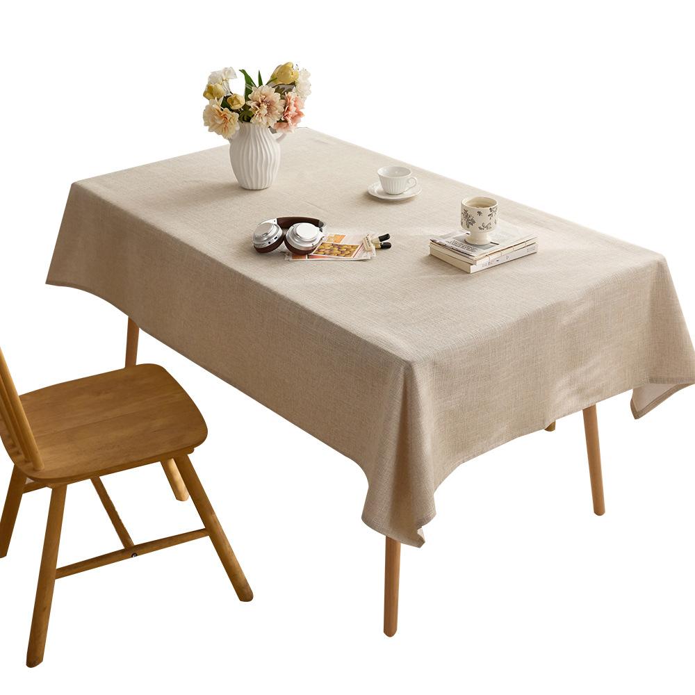 Simple Linen Style Tablecloth - Thick Solid Color Rectangular Dining Table Cover, Luxury Textured Table Runner for Center Table & Home Decor