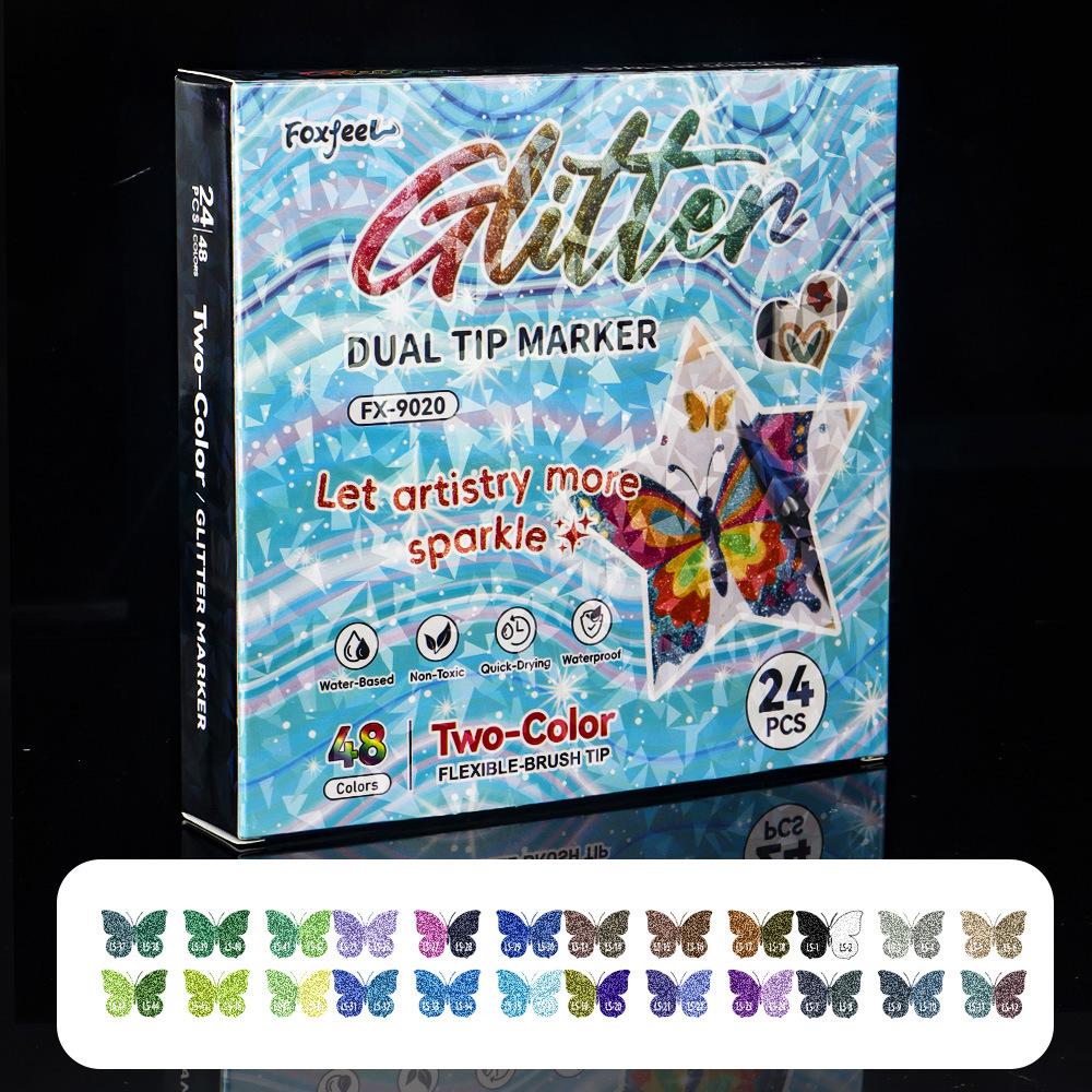 Dual-Headed Glitter Acrylic Marker Pen - Opaque, Double-Color, Superimposable