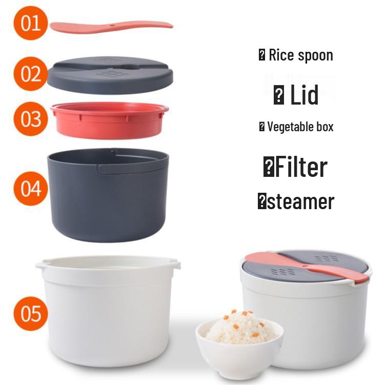 Portable Double-Layer Microwave with Lunch Spoon, Rice Steamer, Large Capacity Soup & Rice Cooker.