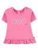 Baby Girl' Short Sleeve Blouse with Flowers, Pink Lief