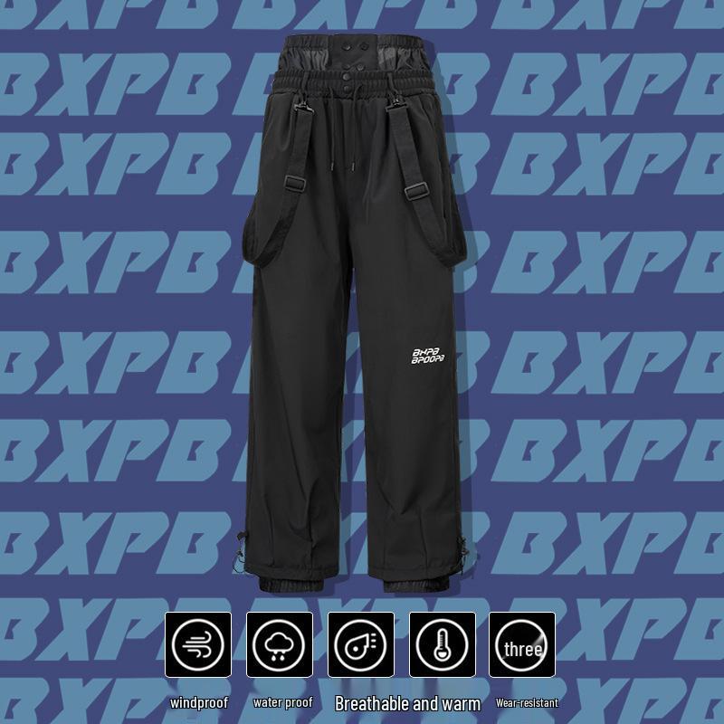 Wodoodporne Wiatroszczelne Spodnie Narciarskie z Odpinanymi Szelkami - Unisex Jednokolorowy Sprzęt Śnieżny do Narciarstwa na Świeżym Powietrzu