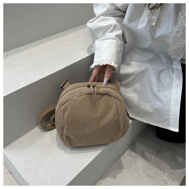 Urban Minimalist Corduroy Small Shoulder Bag With Zipper Closure For Daily Use