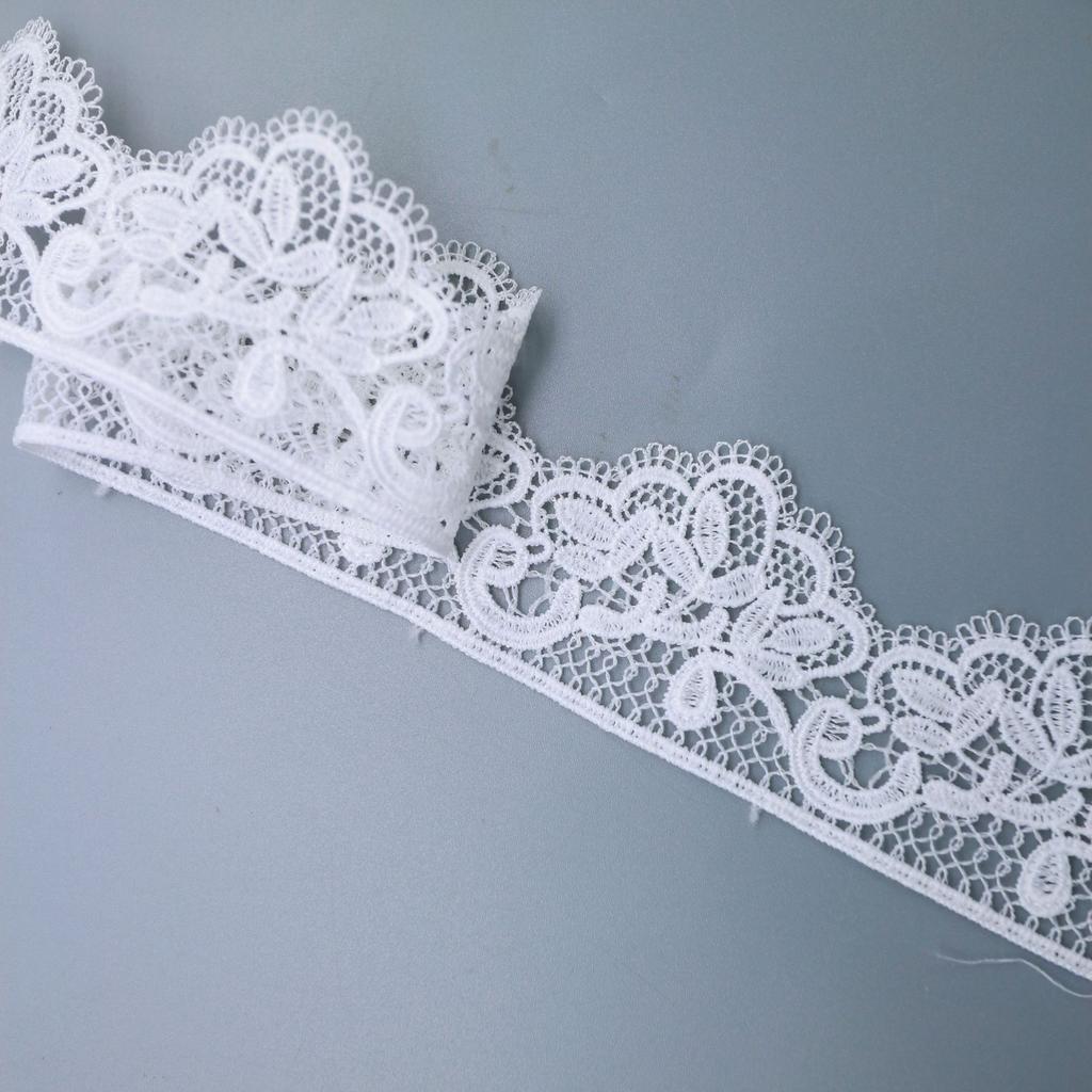 4,3 cm Dentelle de Soie de Lait Brodée Accessoires Hanfu Style Ethnique Vêtement Brodé à l'Ordinateur Col de Vêtement Accessoires de Bagages