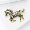 Yousheng Vintage Rhinestone Horse Brooch Alloy Running Horse Lapel Pin Sweater Cardigan Coat Business Suit Decoration Men Women Clothing Accessories