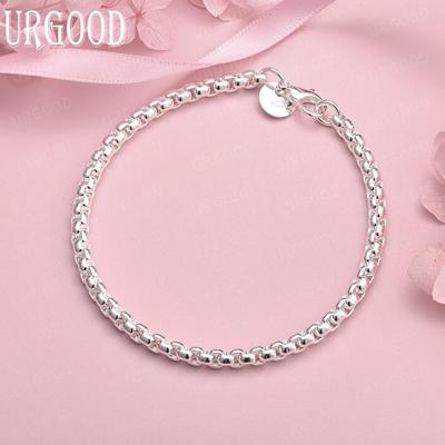 Bracciale Catena Box 4mm Argento Sterling 925 Gioielli Moda Matrimonio