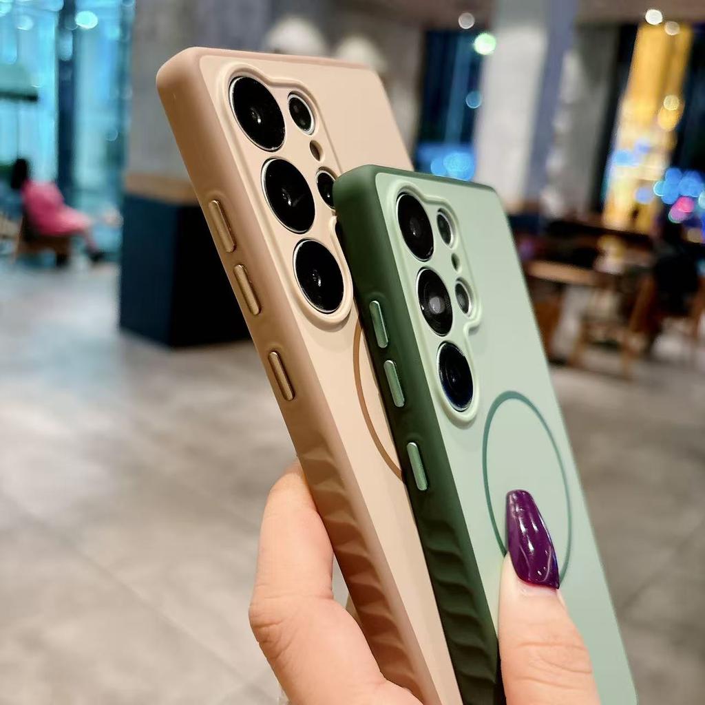 כיסוי סיליקון עמיד בפני לכלוך, מגן עדשה, עמיד בפני זעזועים עבור Samsung Galaxy S25 S24 S23 S22 Ultra Plus, כיסוי מגנטי Magsafe