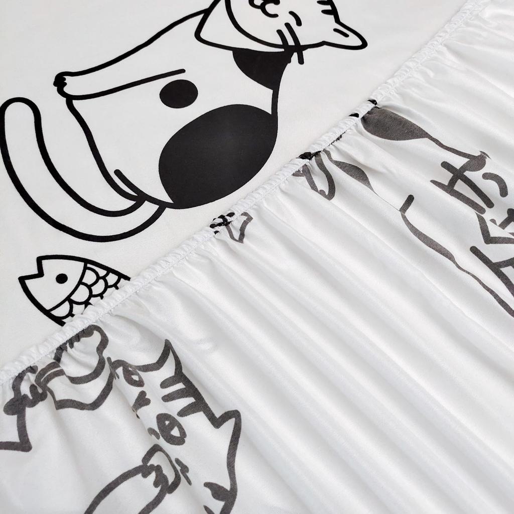 Cat Pattern Bed Hat Three-Piece Digital Printing Home Bedding Bed Hat Three-Piece Set Children And Adults