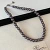 Fashion versatile color matching pearl necklace retro niche high-end sense collarbone chain personality light luxury design sense necklace women