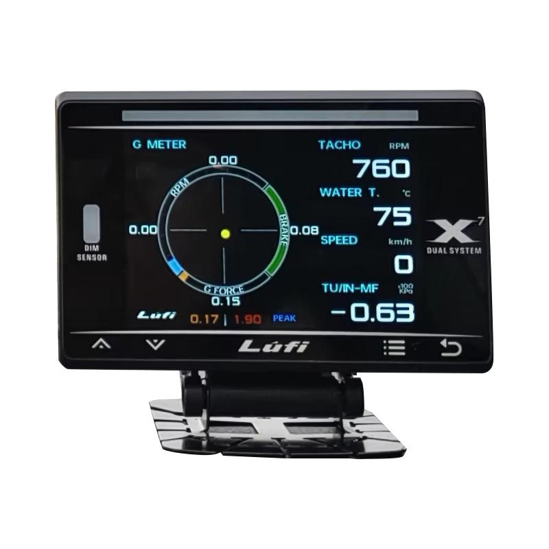 LUFI X7 4-й Датчик GPS Проекционный Дисплей Турбонаддув Давление Масла Температура Масла G-метр Гироскоп ЖК-Дисплей RGB LED OBD2 Метр