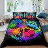 Boho Hippie Psychedelic Flowers Duvet Cover Colorful Peace Sign Bedding for Boys Girls Women Bedroom Decorative Rainbow Tie Dye
