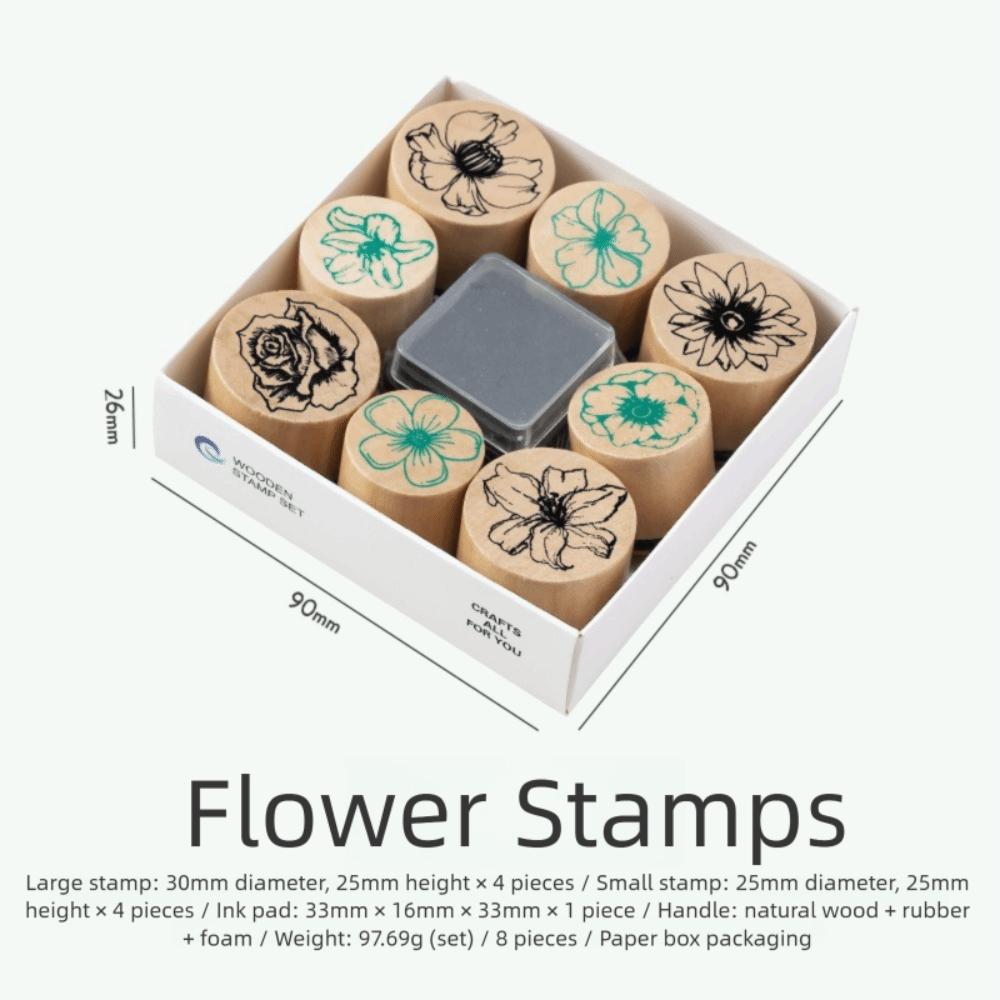 DIY Craft Wooden Stamp Set Butterfly Flower Themed Wood Rubber Stamp  Album Making
