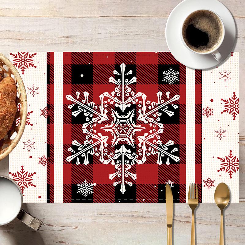Christmas Printed Placemats - Festive, Stain-Proof, Heat-Resistant Table Mats 32*45cm (Linen)