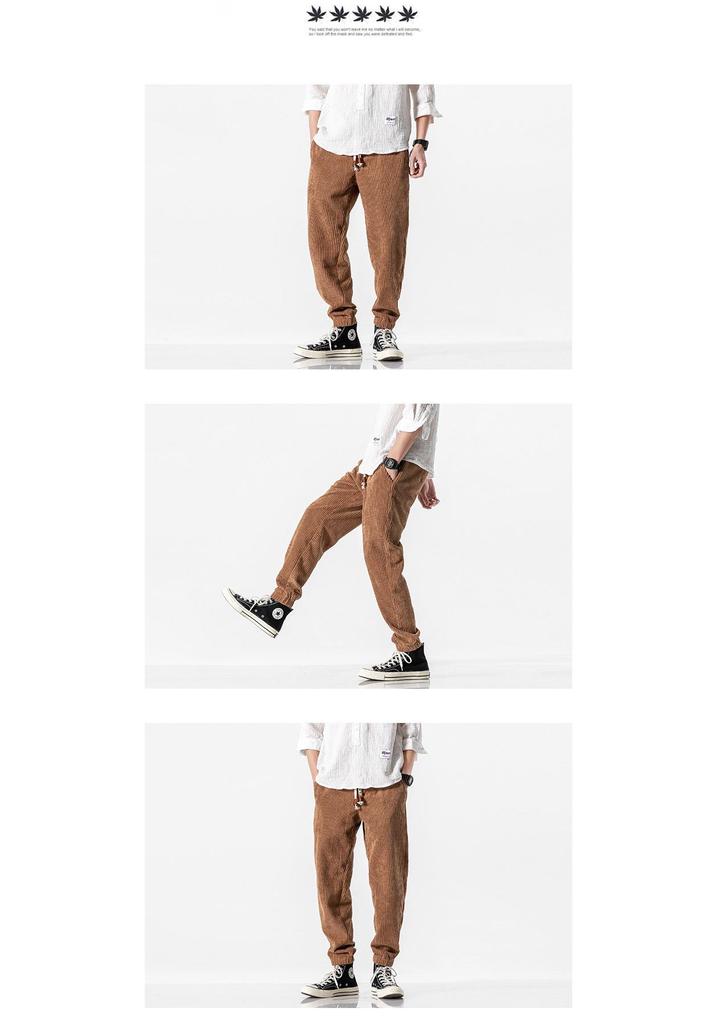 Men's Loose Fit Corduroy Casual Pants - Japanese & Chinese Style, Spring/Autumn Collection.