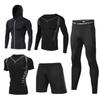 Men's 5-Piece Outdoor Running Set: High Elastic, Breathable, Quick-Drying Fitness Sportswear