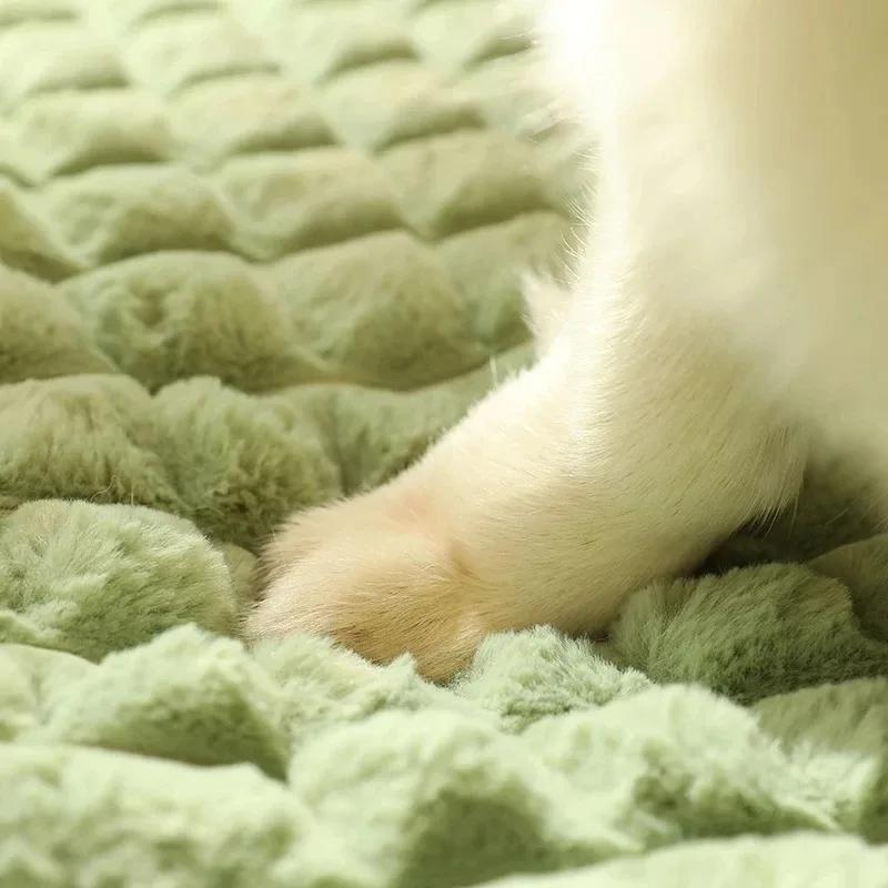 Four Seasons Dog Mat Super Warm Pet Nest Large Dog Sleeping Pad Washable Dog House Pet Supplies Pet Beds Removable Green