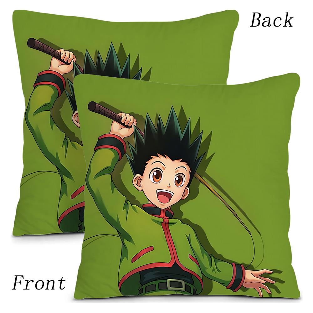Hot Anime Comics Hunter×Hunter Pillow Covers Cartoon Sofa Decorative Home Double-Sided Printing Short Plush Cute Cushion Cover