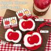 Schattige Pluche Fruit Appel Hanger Sleutelhanger Portemonneetje Zacht Pluche Rits Kleine Portemonnee Rugzak Sleutelhanger Decoratieve Hanger Cadeaus