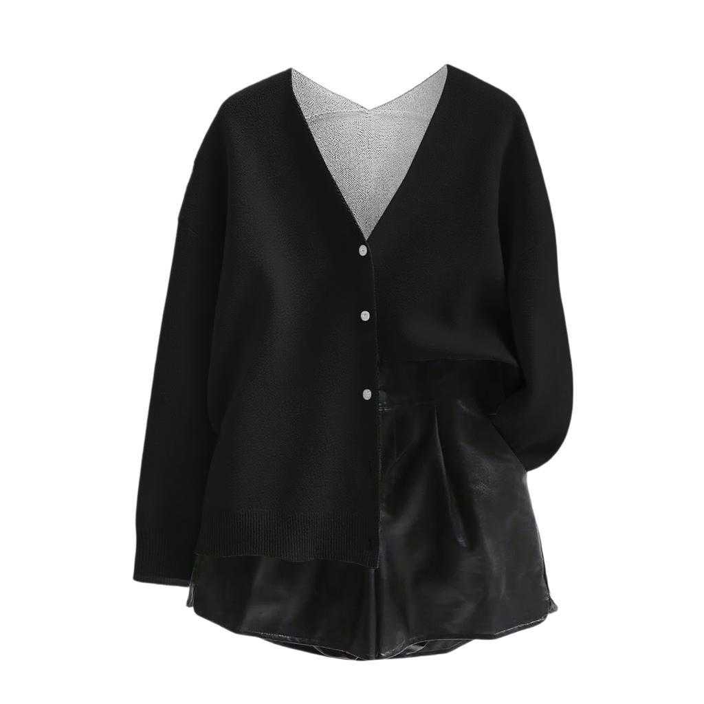 Women's V Neck Top Printing Thickened Plush Cashmere Warm Long Top